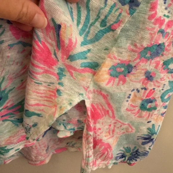 Lilly Pulitzer Linen Shirt Serene Blue Fish - Picture 4 of 8